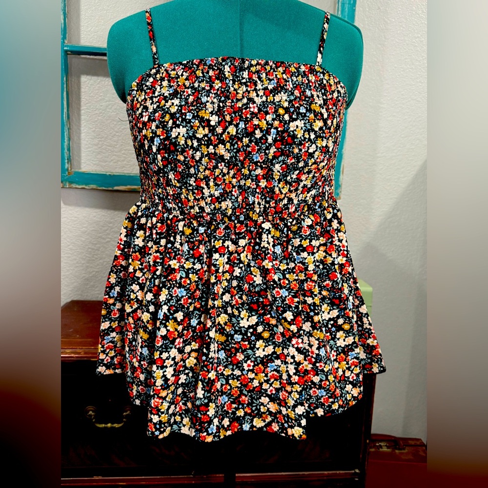 Floral Smocked Top Empire Waist Tank